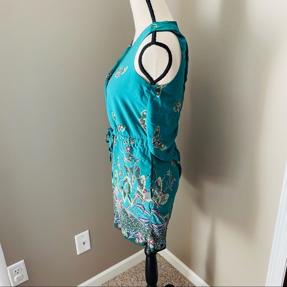 Elevenses By Anthro. Papillion Romper Green Sz XS - Picture 2 of 15